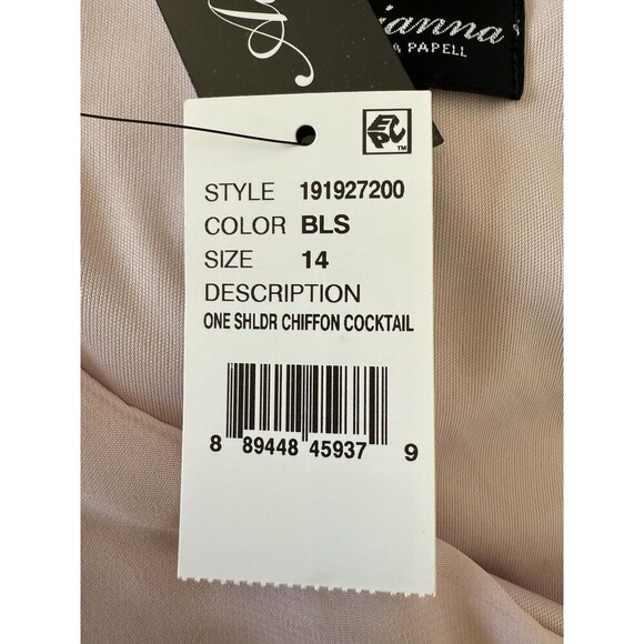 ADRIANNA PAPELL Embellished chiffon pink Blush color One-Shoulder SZ 14 - Picture 11 of 14